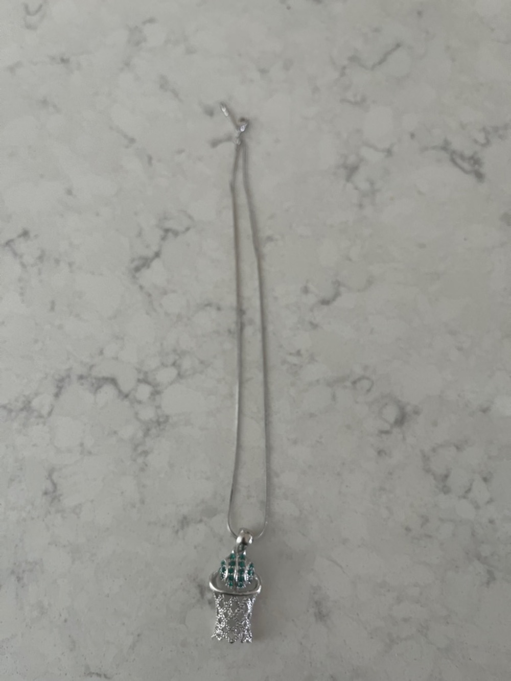 Silver-Tone Necklace with basketball pendant